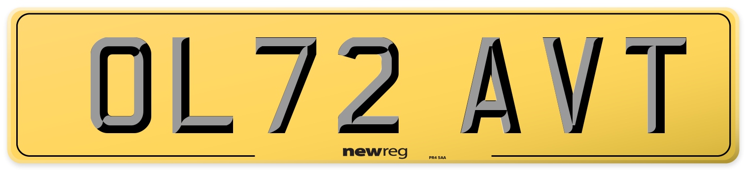 OL72 AVT Rear Number Plate