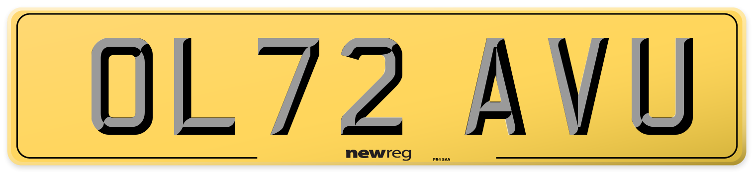 OL72 AVU Rear Number Plate