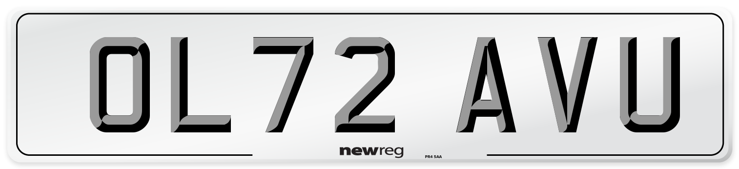 OL72 AVU Front Number Plate