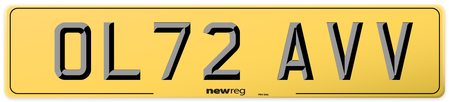 OL72 AVV Rear Number Plate
