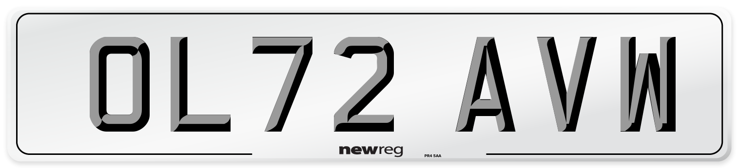 OL72 AVW Front Number Plate