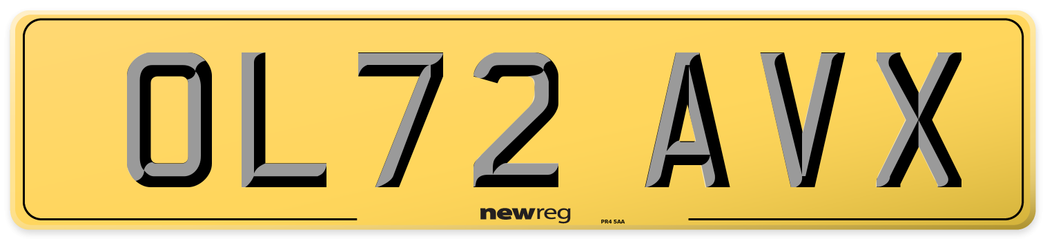 OL72 AVX Rear Number Plate