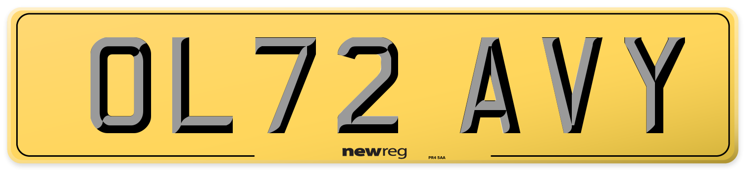 OL72 AVY Rear Number Plate