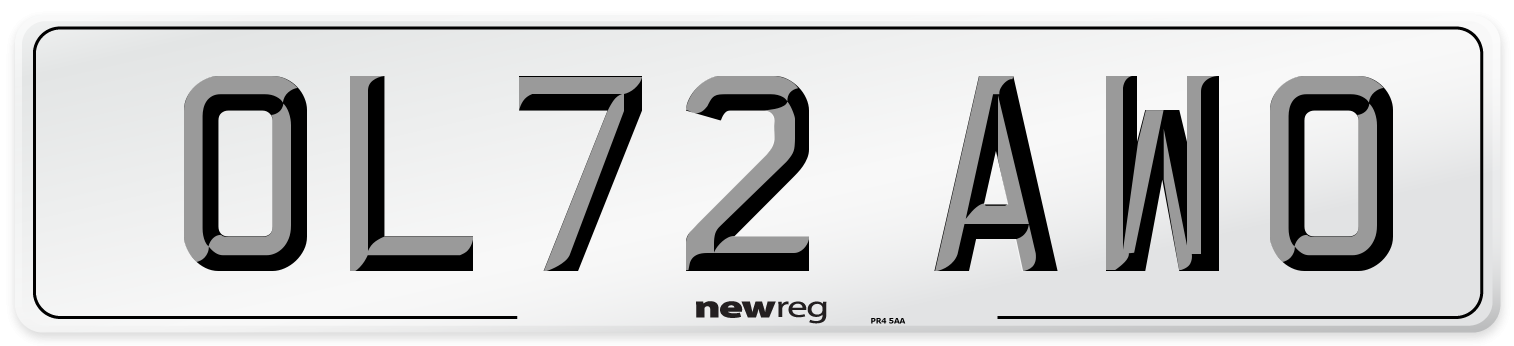 OL72 AWO Front Number Plate