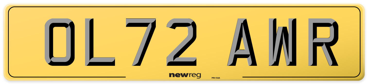 OL72 AWR Rear Number Plate