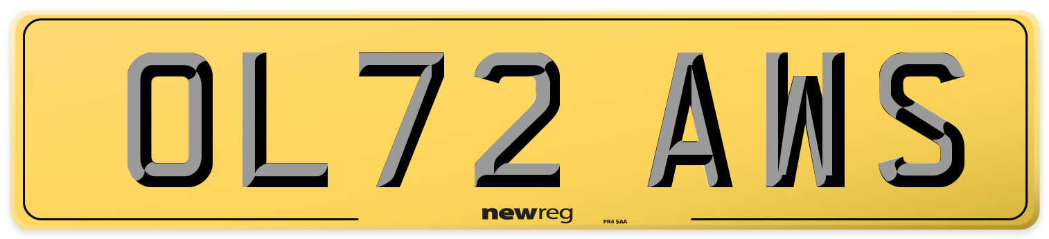 OL72 AWS Rear Number Plate
