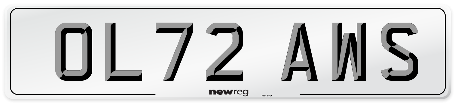 OL72 AWS Front Number Plate