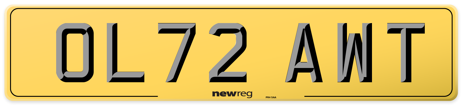 OL72 AWT Rear Number Plate
