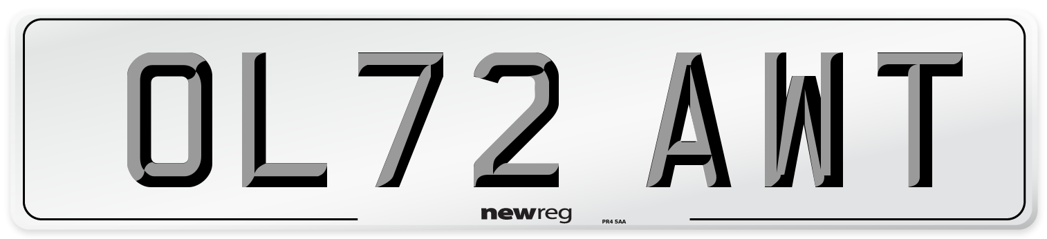 OL72 AWT Front Number Plate