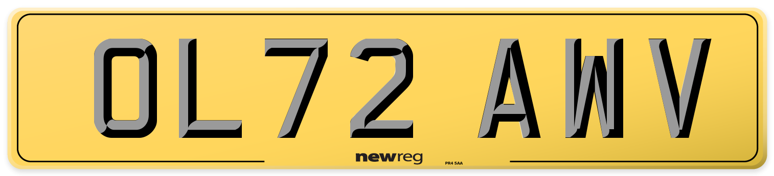 OL72 AWV Rear Number Plate