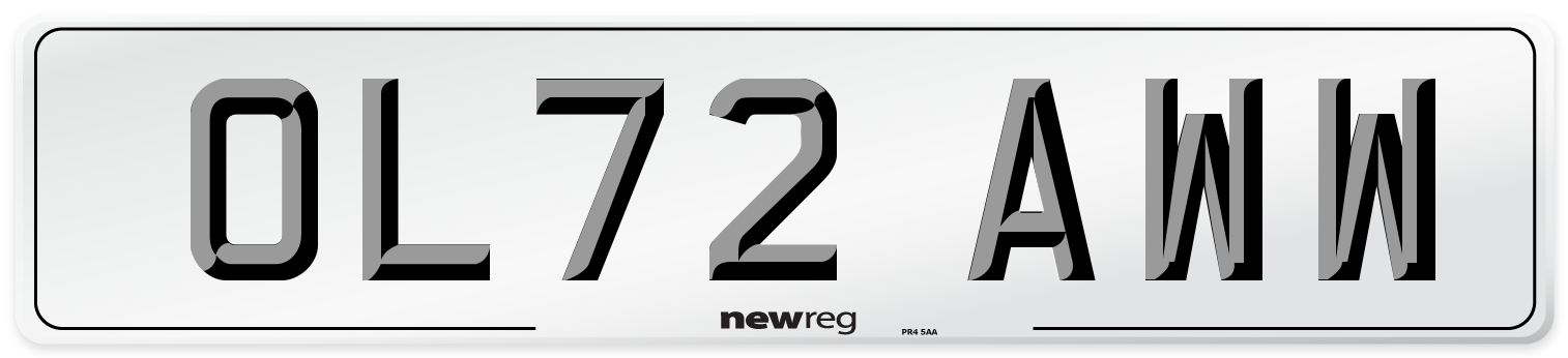 OL72 AWW Front Number Plate