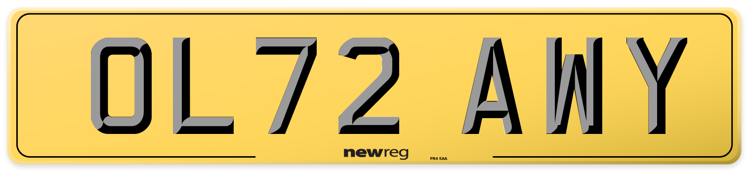 OL72 AWY Rear Number Plate