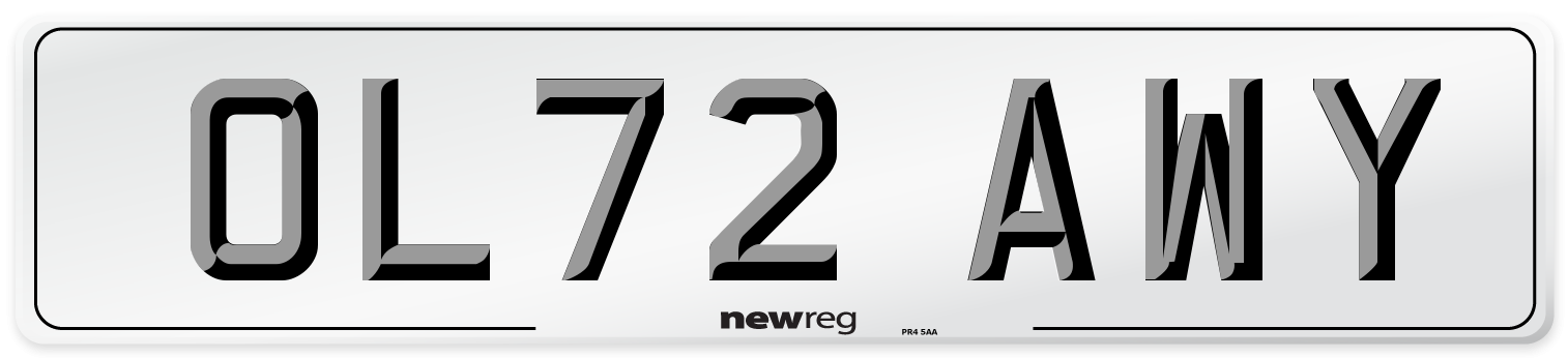 OL72 AWY Front Number Plate