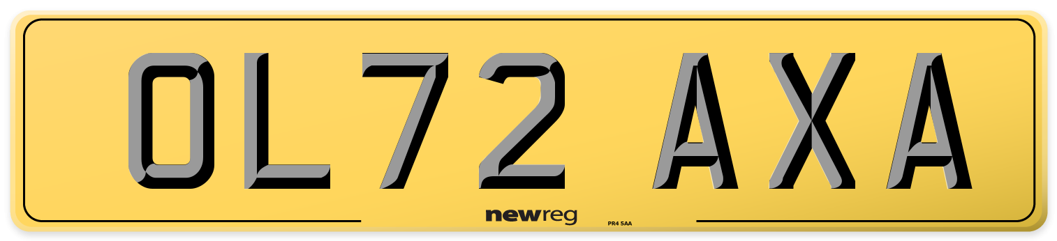 OL72 AXA Rear Number Plate