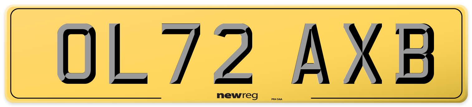 OL72 AXB Rear Number Plate