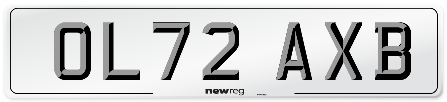 OL72 AXB Front Number Plate