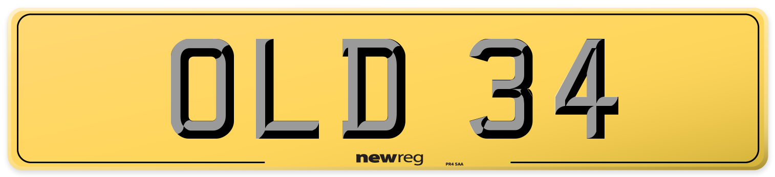 OLD 34 Rear Number Plate