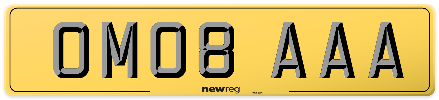 OM08 AAA Rear Number Plate