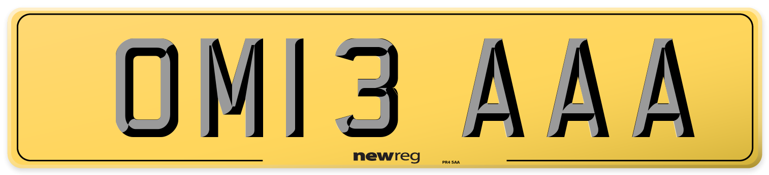 OM13 AAA Rear Number Plate