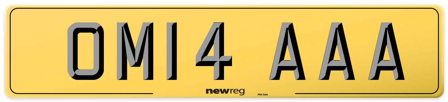 OM14 AAA Rear Number Plate