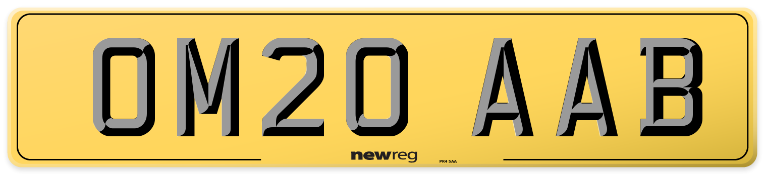 OM20 AAB Rear Number Plate