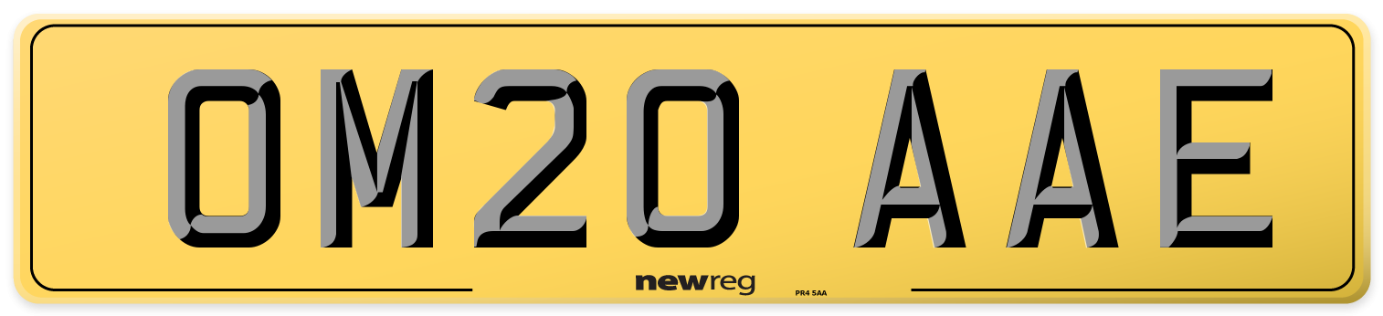 OM20 AAE Rear Number Plate