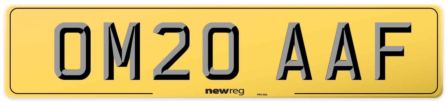 OM20 AAF Rear Number Plate