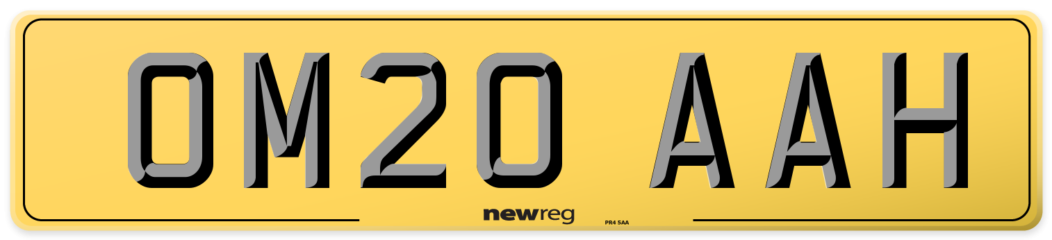 OM20 AAH Rear Number Plate