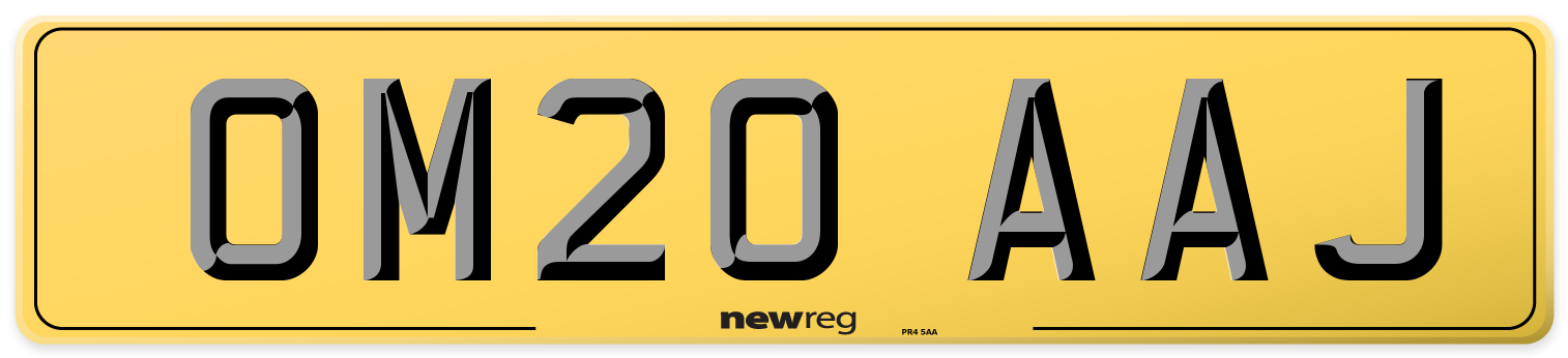OM20 AAJ Rear Number Plate