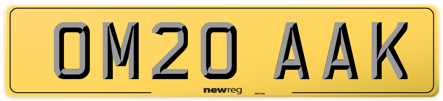 OM20 AAK Rear Number Plate