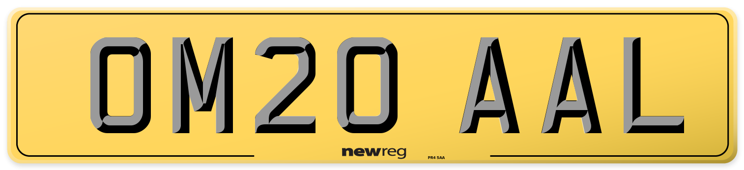 OM20 AAL Rear Number Plate