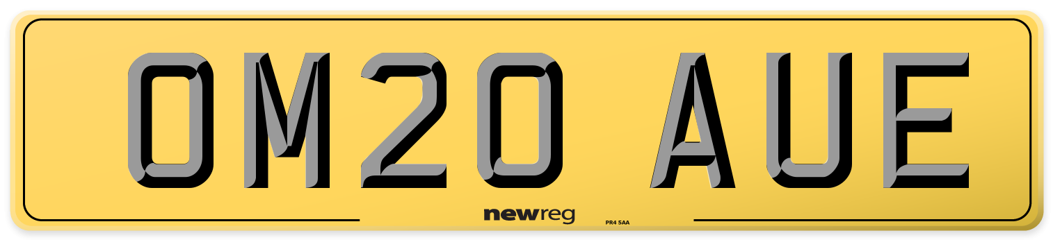 OM20 AUE Rear Number Plate
