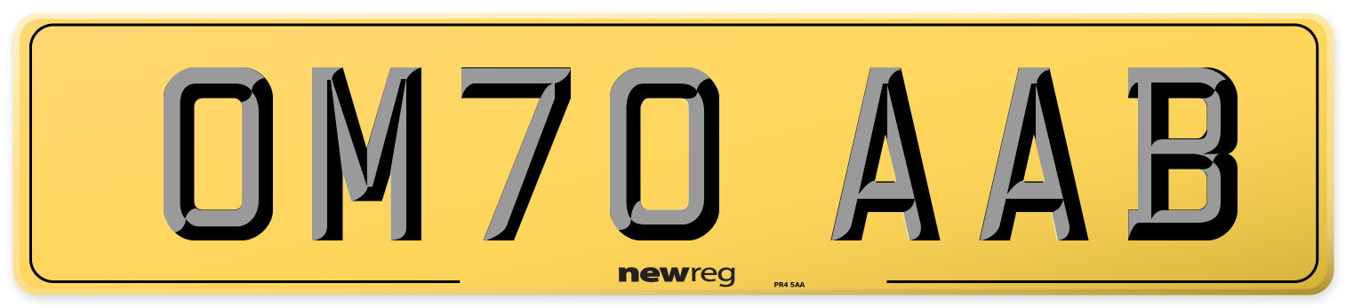 OM70 AAB Rear Number Plate