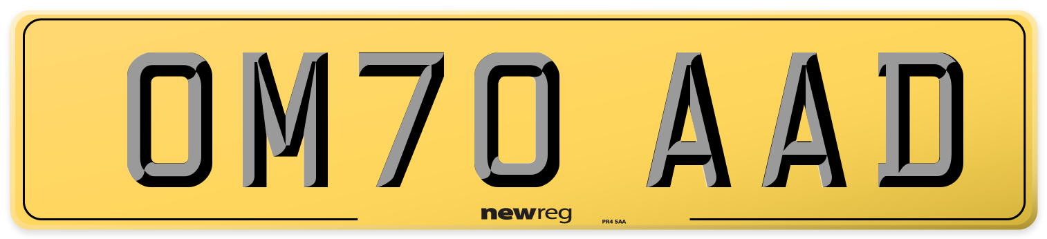 OM70 AAD Rear Number Plate