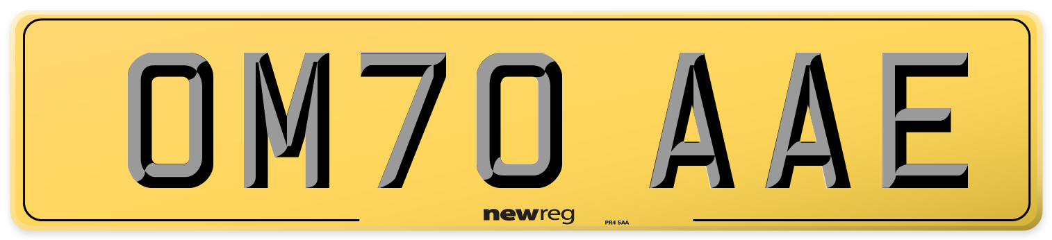 OM70 AAE Rear Number Plate