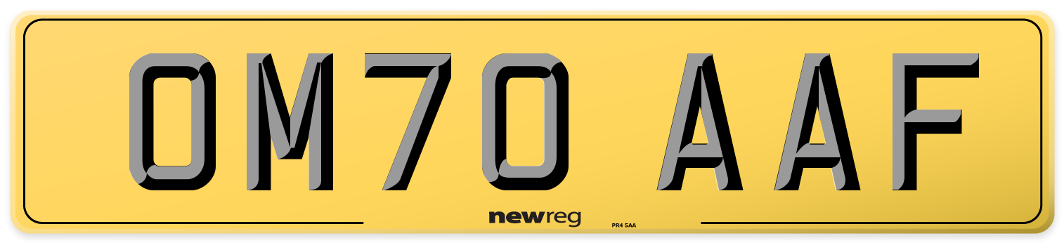 OM70 AAF Rear Number Plate