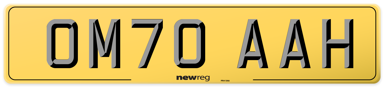 OM70 AAH Rear Number Plate