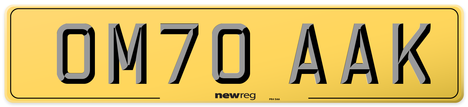 OM70 AAK Rear Number Plate