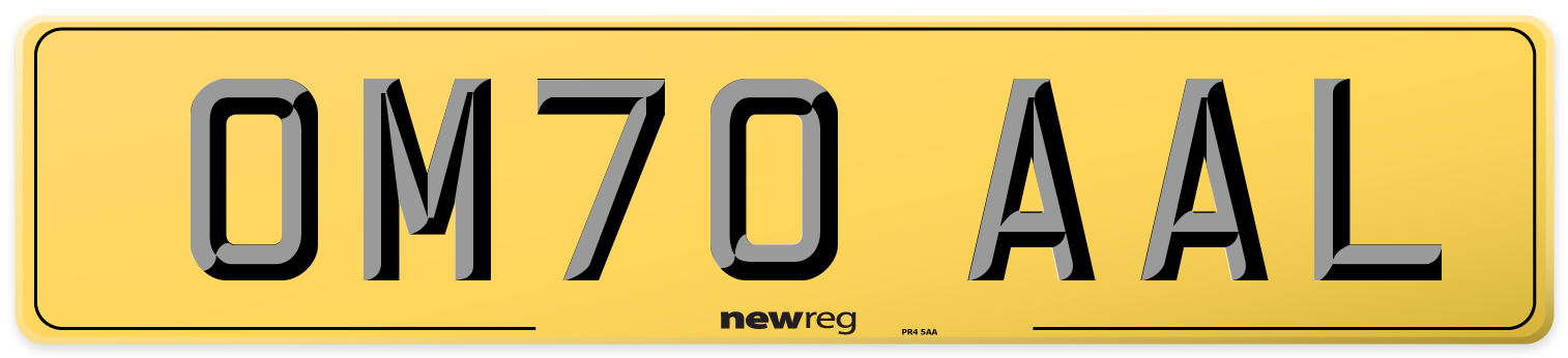 OM70 AAL Rear Number Plate