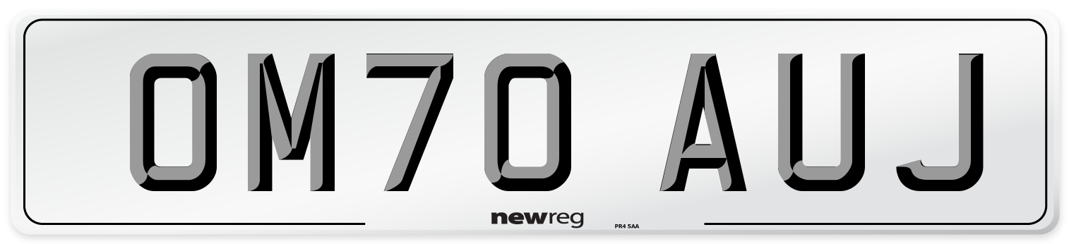 OM70 AUJ Front Number Plate
