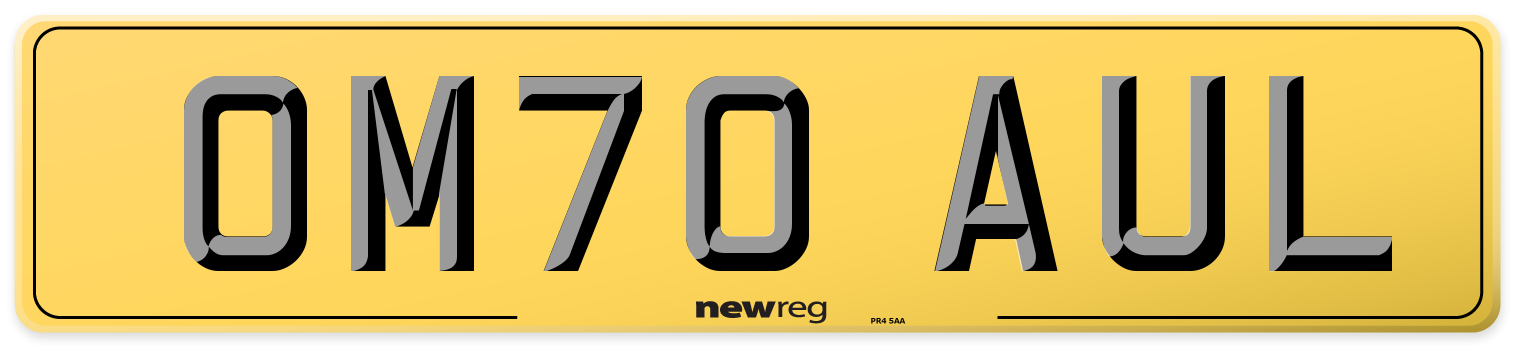 OM70 AUL Rear Number Plate