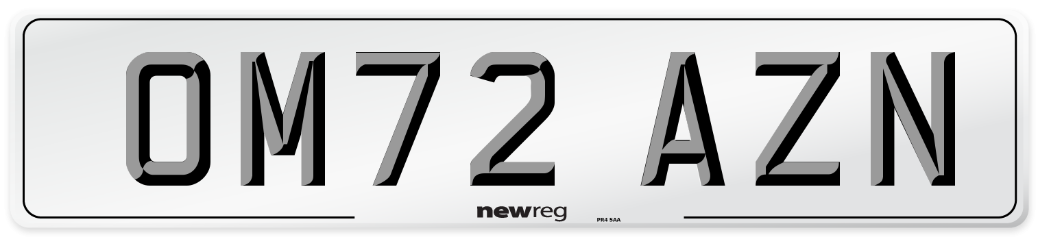 OM72 AZN Front Number Plate