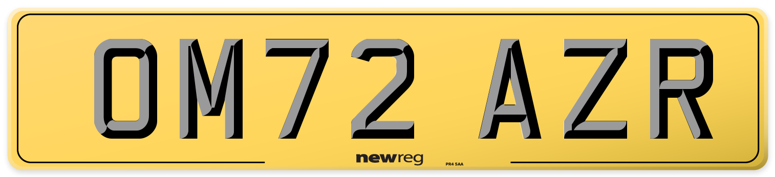 OM72 AZR Rear Number Plate
