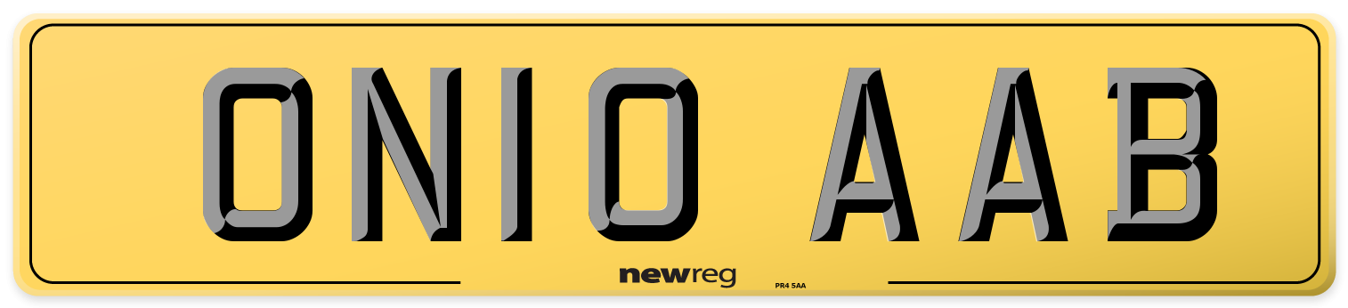 ON10 AAB Rear Number Plate