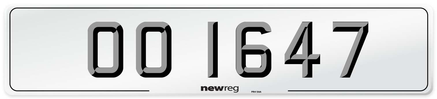 OO 1647 Front Number Plate