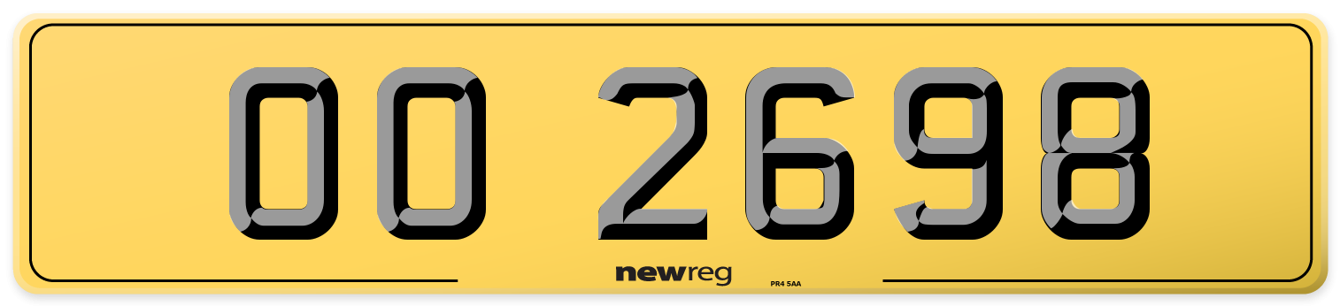 OO 2698 Rear Number Plate
