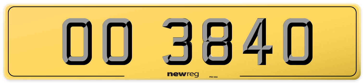 OO 3840 Rear Number Plate