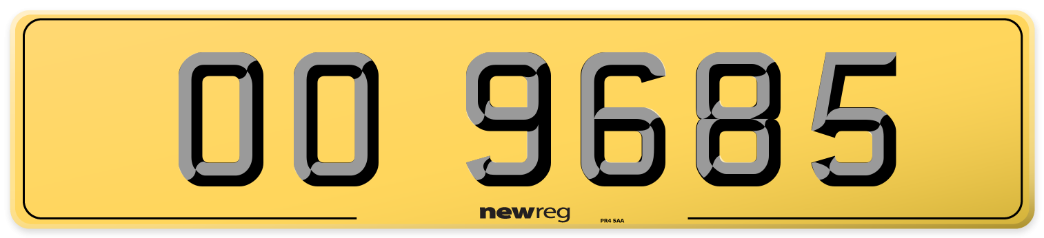 OO 9685 Rear Number Plate