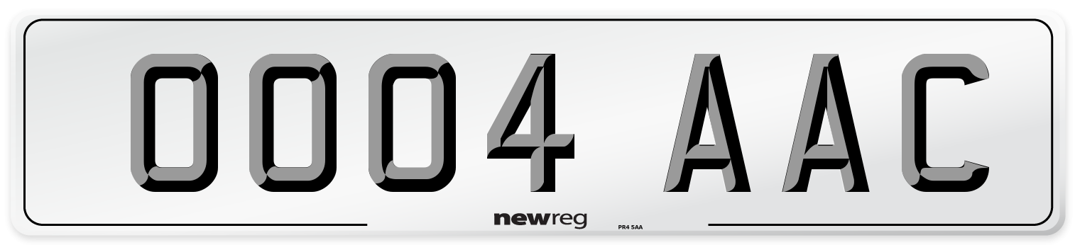 OO04 AAC Front Number Plate