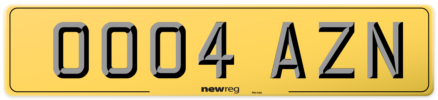 OO04 AZN Rear Number Plate